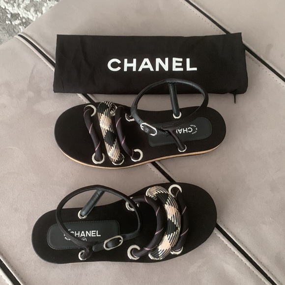 Chanel NWOT Black Rope Sandals size 36 - Picture 11 of 17